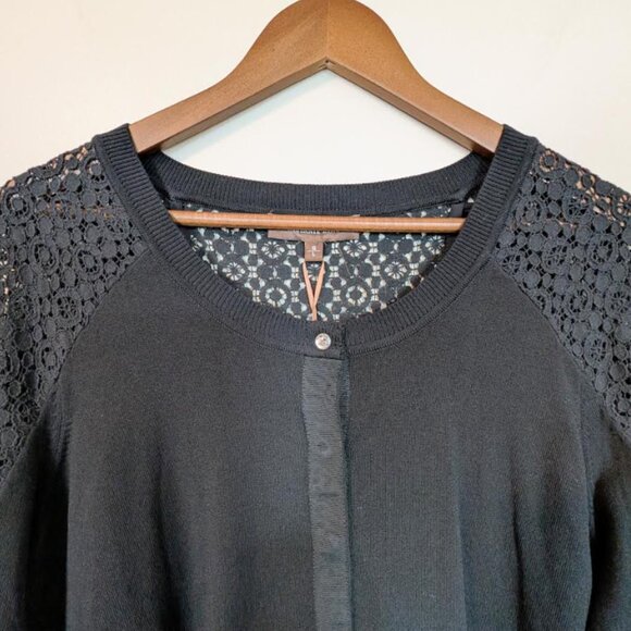 NWT Melanie Lyne Black Cardigan with Lace Sleeves and Back Panel Insert - Picture 5 of 5